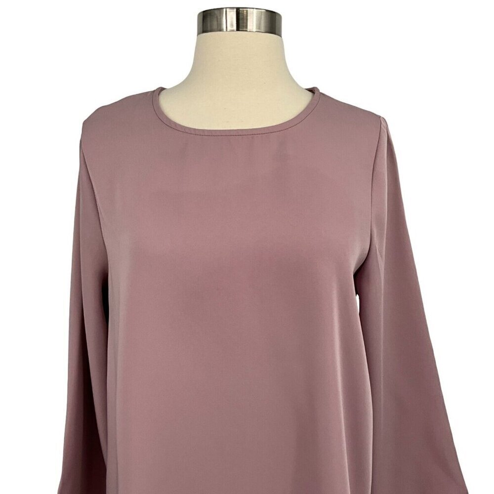 Veiled Collection Size S Tunic Top Dusty Pink Long Sleeve Basic 100% Polyester - Picture 4 of 12